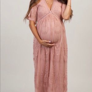 pink blush maternity maxi dress